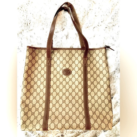 GUCCI GORGEOUS RARE GG LG TOTE BAG MADE IN ITALY EXCELLENT CONDITION ZIPPER TOP - Picture 3 of 10